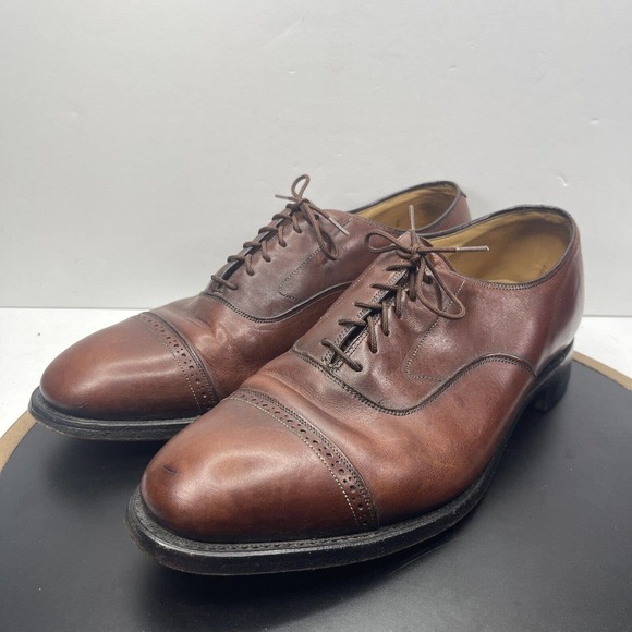 JOHNSTON‎ & MURPHY Flynch Cap Toe Calfskin Dress Shoes Brown Italy Men 11.5 main image 8